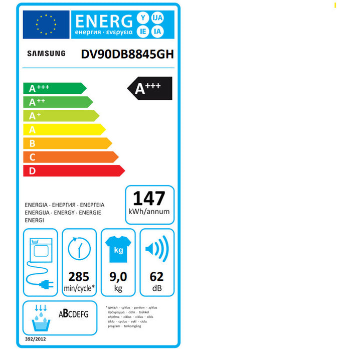Condensation dryer Samsung DV90DB8845GHU3 White 9 kg
