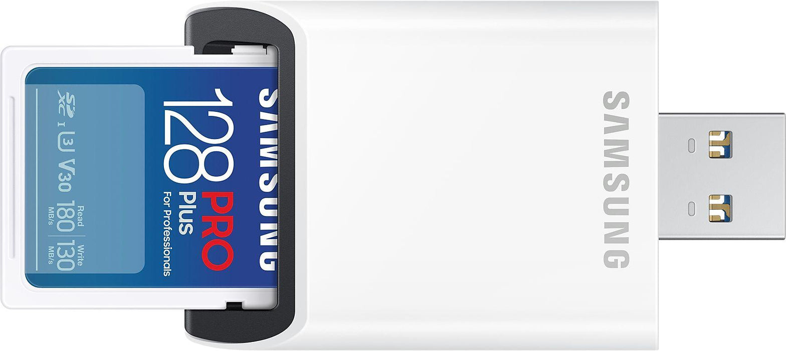 Memory card Samsung PRO Plus, SD Card, 128GB, USB Reader, White