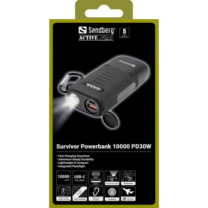 EXTERNAL BATTERY SANDBERG Survivor 10000 mAh PD 30 W