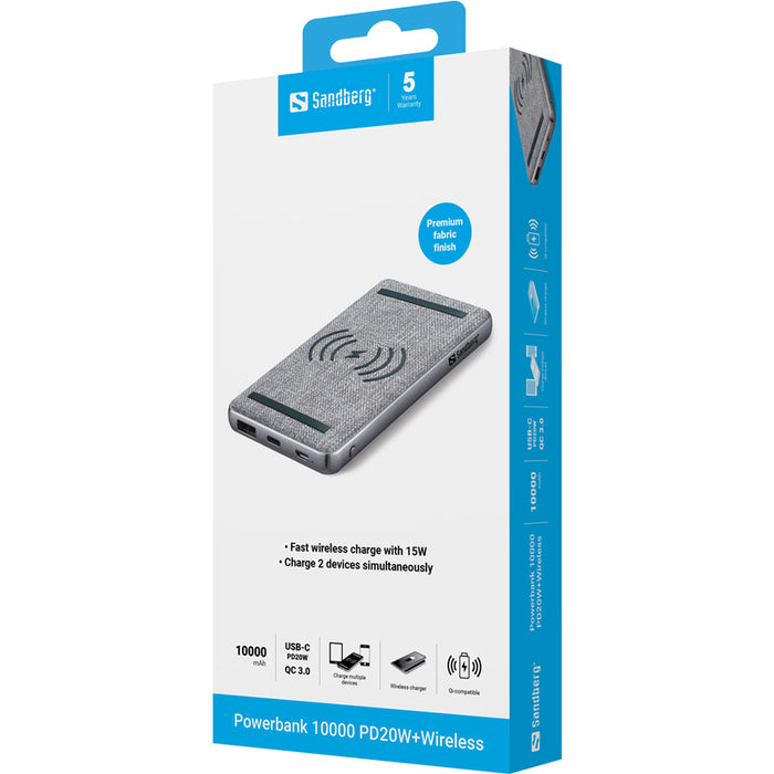 EXTERNAL BATTERY SANDBERG 10Ah PD20W WHIRELESS
