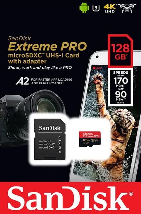 Memory card SANDISK EXTREME PRO microSDXC 128GB 200/90 MB/s UHS-I U3 (SDSQXCD-128G-GN6MA)