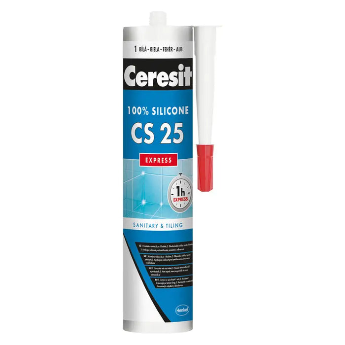 SANITARY SILICONE WHITE CERESIT CS 25 EXPRESS - Силикони и акрили<<<Лепила за плочки фуги силикони и