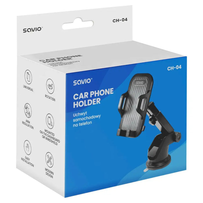 SAVIO CH-04 Car Phone Holder for Windshield - HoldersAKG-UCH<<<GSM accessoriesAKG<<<ActionPL