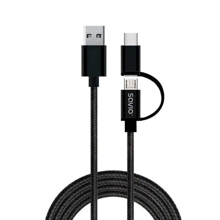 Savio CL-128 USB cable USB 2.0 1 m USB A USB C/Micro-USB A Black - USB cablesAKG-KAB<<<GSM accessoriesAKG<<<ActionPL