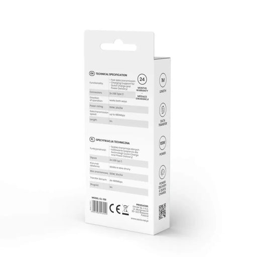 Savio CL-159 USB cable 1 m USB 2.0 USB C - USB C Black - USB cablesAKG-KAB<<<GSM accessoriesAKG<<<ActionPL