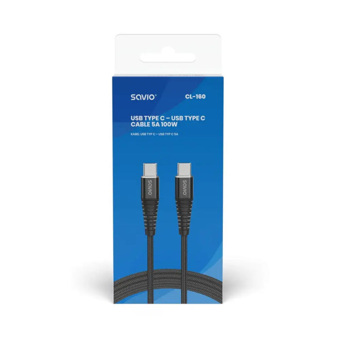Savio CL-160 USB cable 2 m USB 2.0 USB C - USB C Black - USB cablesAKG-KAB<<<GSM accessoriesAKG<<<ActionPL