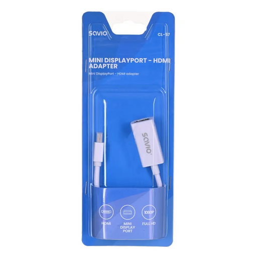 Savio CL-57 video cable adapter 0.2 m Mini DisplayPort HDMI Type A (Standard) White - AdaptersKBA-ADA<<<Cables