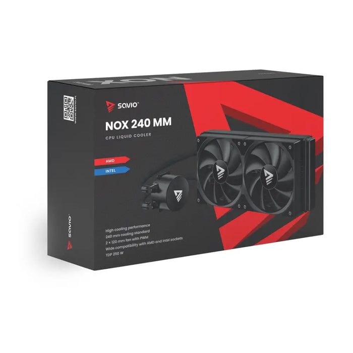 Savio NOX 240 mm Processor Liquid cooling kit 12 cm Black 1 pc(s) - Cooling - water cooling