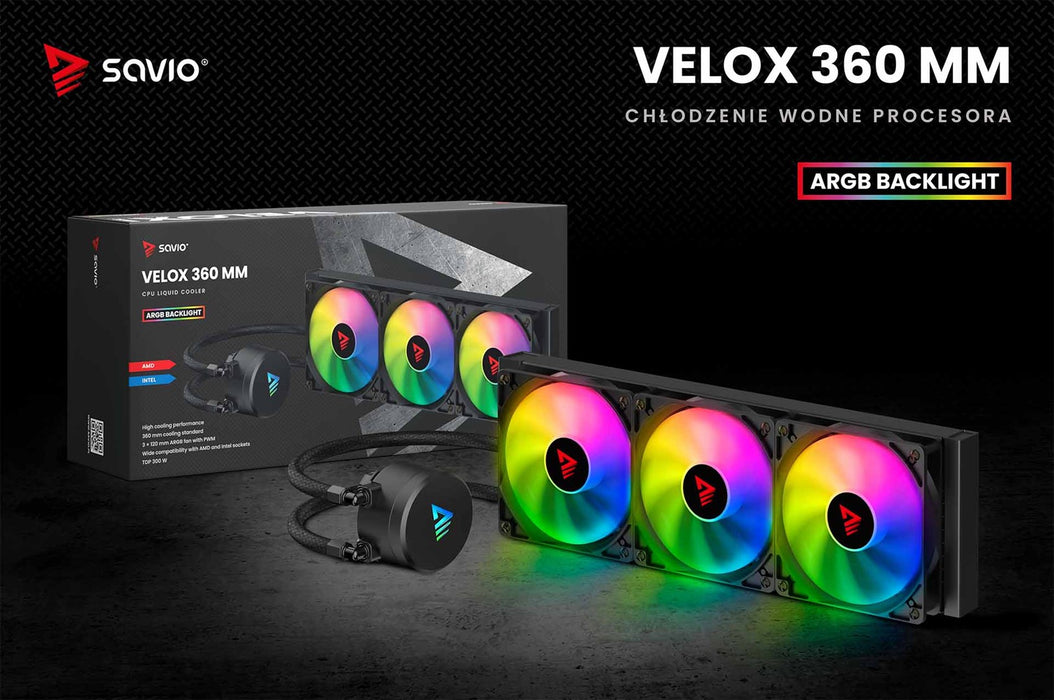 SAVIO VELOX 360mm CPU Liquid Cooler with ARGB