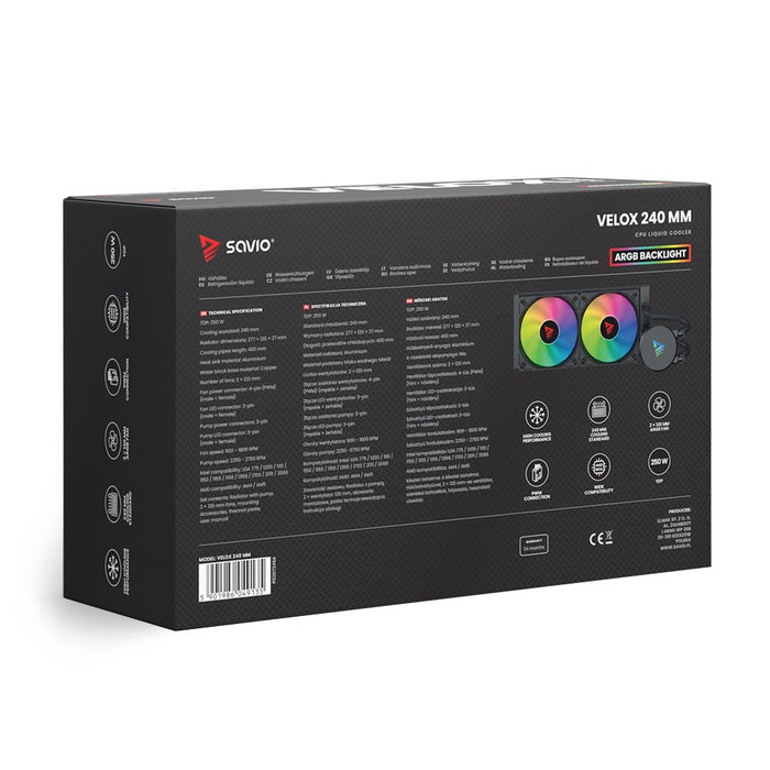SAVIO VELOX 240mm CPU Liquid Cooler with ARGB