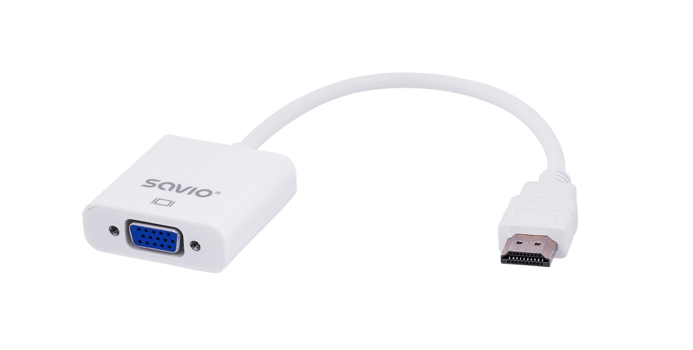 Savio CL-27B video cable adapter 0.1 m HDMI Type A (Standard) VGA (D-Sub) White