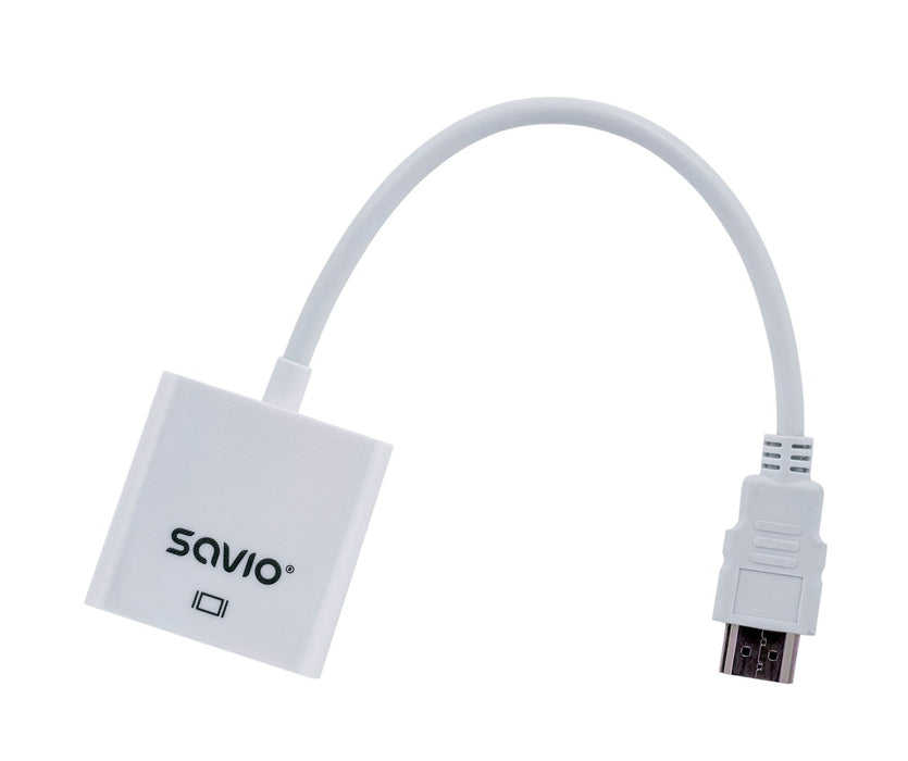 Savio CL-27B video cable adapter 0.1 m HDMI Type A (Standard) VGA (D-Sub) White