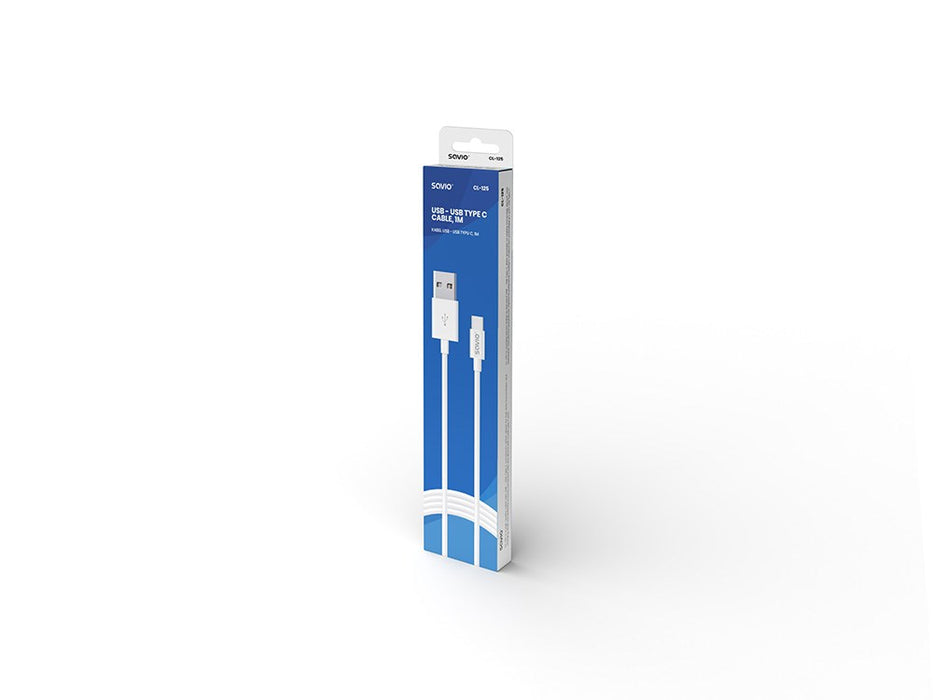Savio USB – USB type C cable 5A, 1m CL-126 White