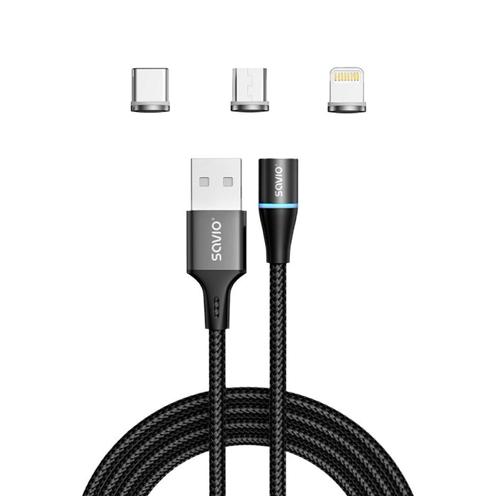 Savio CL-152 USB cable 1 m USB 2.0 USB C Micro USB A/Lightning Black