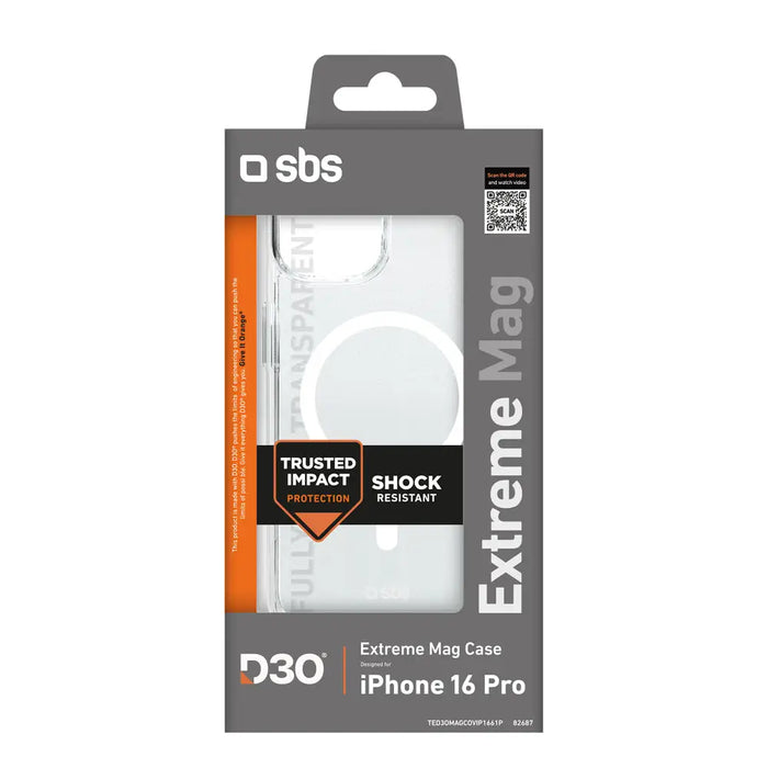 SBS Extreme Mag D3O MagSafe Case for iPhone 16 Pro - Transparent - Cell phone cases and covers<<<HurtelXML