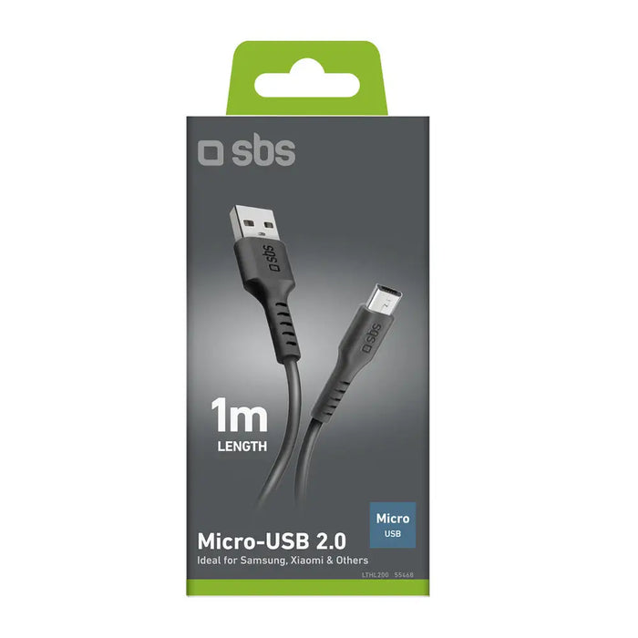 SBS LTHL200 USB-A - Micro-USB Cable 1m - Black - Cell phone cables<<<HurtelXML