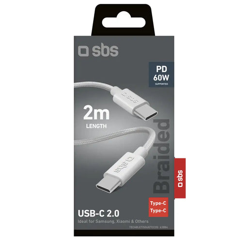 SBS TECABLETISSUETCC2G Cable 2 x USB-C 2m 60W with Power Delivery - Gray - Cell phone cables<<<HurtelXML