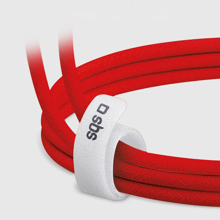 SBS TECABLETISSUETCCR USB-C - USB-C 1.5m 60W Braided Cable - Red - Cell phone cables<<<HurtelXML&&&Аксесоари за мобилни