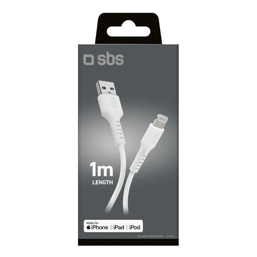 SBS TECABLEUSBIP589W USB-A - Lightning Cable - White - Cell phone cables<<<HurtelXML