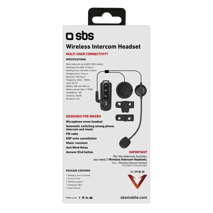 SBS TEMOTOINTERCOMK wireless motorcycle intercom - black - Headphones and speakers<<<HurtelXML