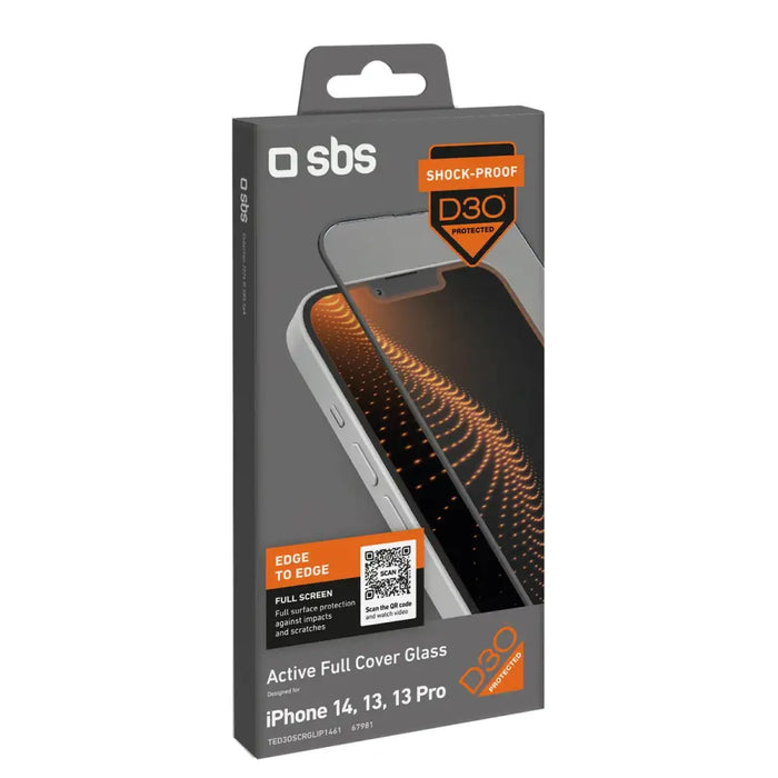SBS Tempered Glass D30 with frame for iPhone 13 / 13 Pro / 14 - Cell phone tempered glass<<<HurtelXML