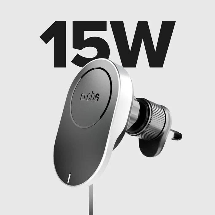 SBS TESUPP15WRETRACABL Wireless Charger Smartphone Holder with Retractable Cable Compatible with MagSafe - Black - Cell