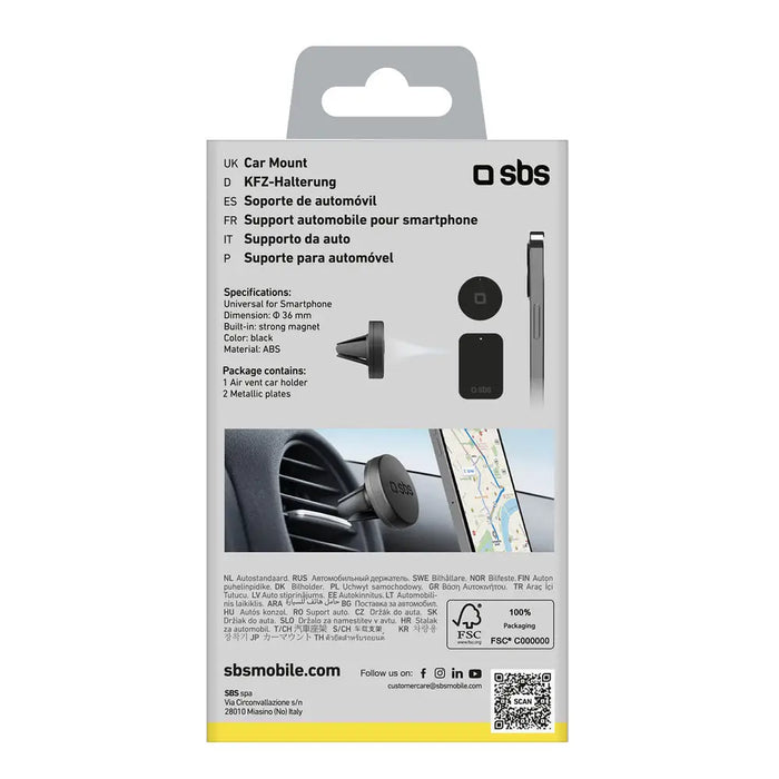 SBS TESUPPUNIVAIRMAG smartphone holder magnetic for air vent - black - Cell phone holders<<<HurtelXML