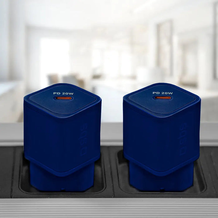 SBS TETRGAN1C20B 20W GaN Wall Charger with Power Delivery - Blue - Cell phone USB charger<<<HurtelXML&&&Аксесоари за