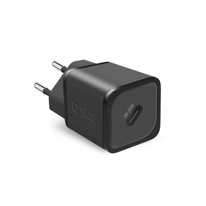 SBS TETRGAN1C20K 20W GaN USB-C Wall Charger with Power Delivery - Black - Cell phone USB