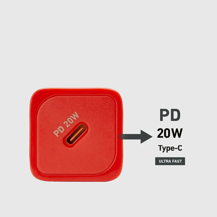 SBS TETRGAN1C20R 20W GaN Wall Charger with Power Delivery - Red - Cell phone USB charger<<<HurtelXML&&&Аксесоари за