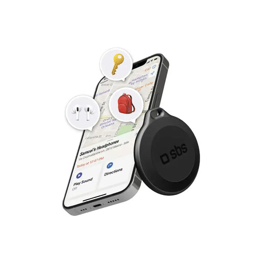 SBS Track My Circle Waterproof IP65 Locator Compatible with Apple Find My - Black - Other cell phone