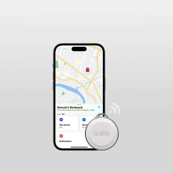 SBS Track My Circle Waterproof IP65 Locator Compatible with Apple Find My - White - Other cell phone