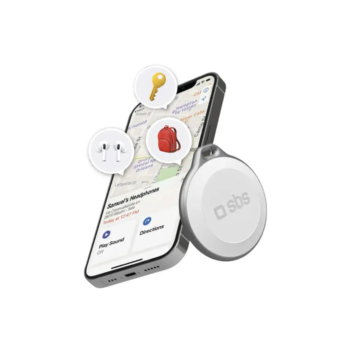 SBS Track My Circle Waterproof IP65 Locator Compatible with Apple Find My - White - Other cell phone
