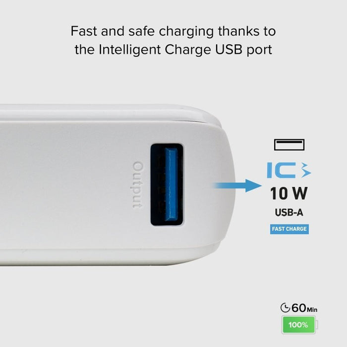 POWER BANK 10,000mAh, 2xUSB-C, 1xUSB A, 10W, SBS - WHITE