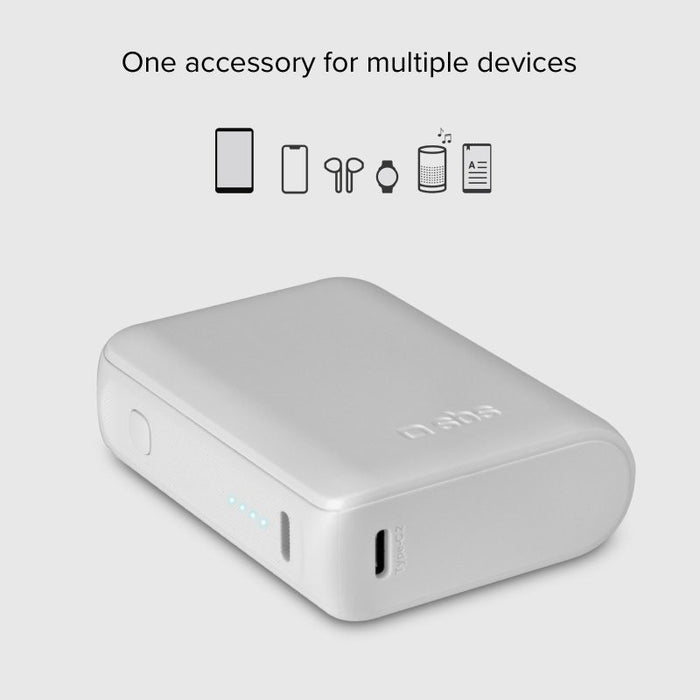 POWER BANK 10,000mAh, 2xUSB-C, 1xUSB A, 10W, SBS - WHITE