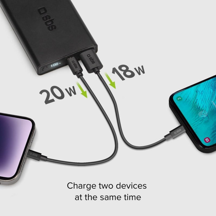 POWER BANK 10000mAh,1xUSB C,1xUSB A,PD 20W,LCD SBS