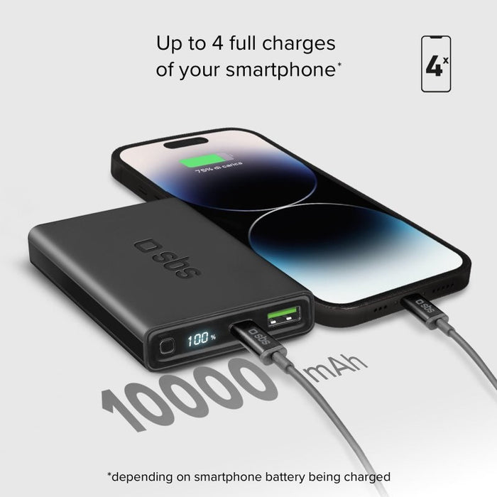 POWER BANK 10000mAh,1xUSB C,1xUSB A,PD 20W,LCD SBS