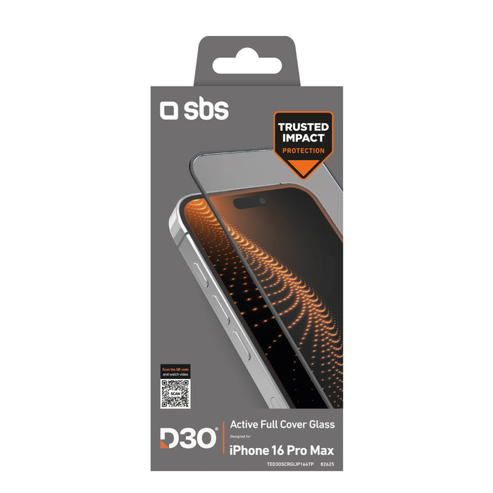 SBS Tempered Glass D3O with frame for iPhone 16 Pro Max