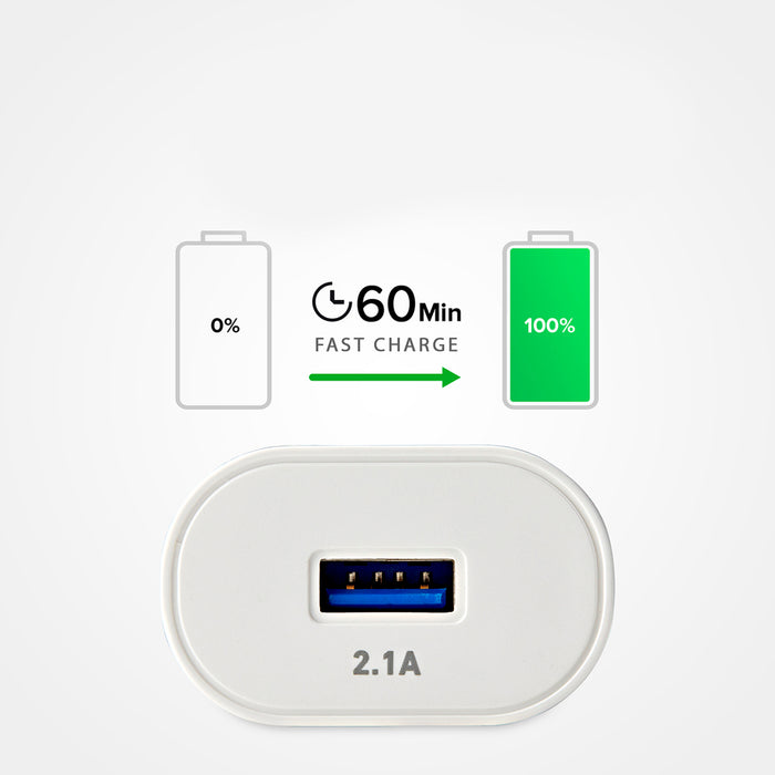SBS TETR1USB2AWFAST 10W USB-A Wall Charger - White
