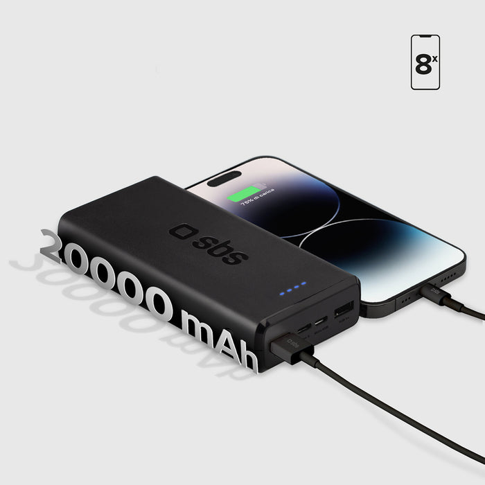 Powerbank Puro Fast 20000 mAh 2x USB-A + 1x USB-C - black