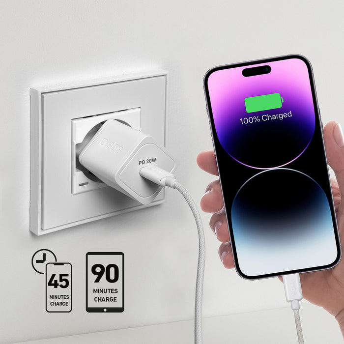 SBS TETRGAN1C20W 20W GaN Wall Charger with Power Delivery - White