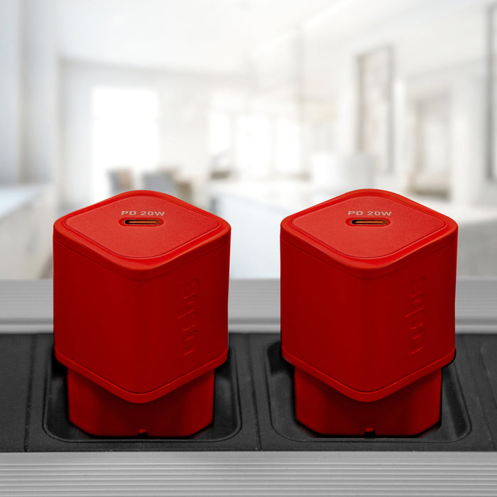 SBS TETRGAN1C20R 20W GaN Wall Charger with Power Delivery - Red