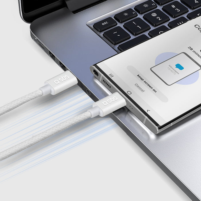 SBS TECABLETISSUETCCG USB-C - USB-C 1.5m 60W braided cable - gray