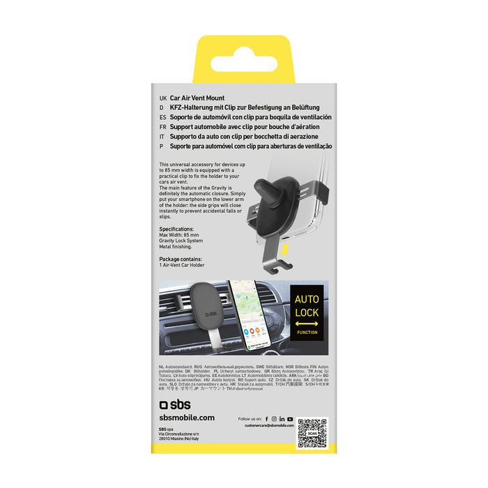 SBS TESUPPCLIPGRAVK smartphone holder for air vent, gravity - black