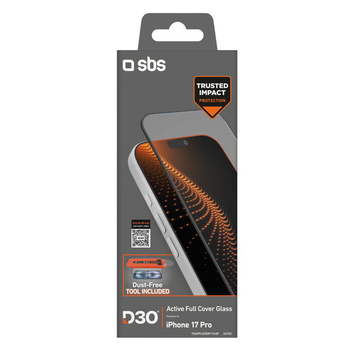 SBS protective glass with D3O technology set with applicator for iPhone 17 Pro