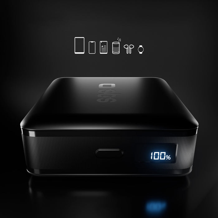 SBS HD 30W 10000mAh USB-C Powerbank with LCD Display - Black