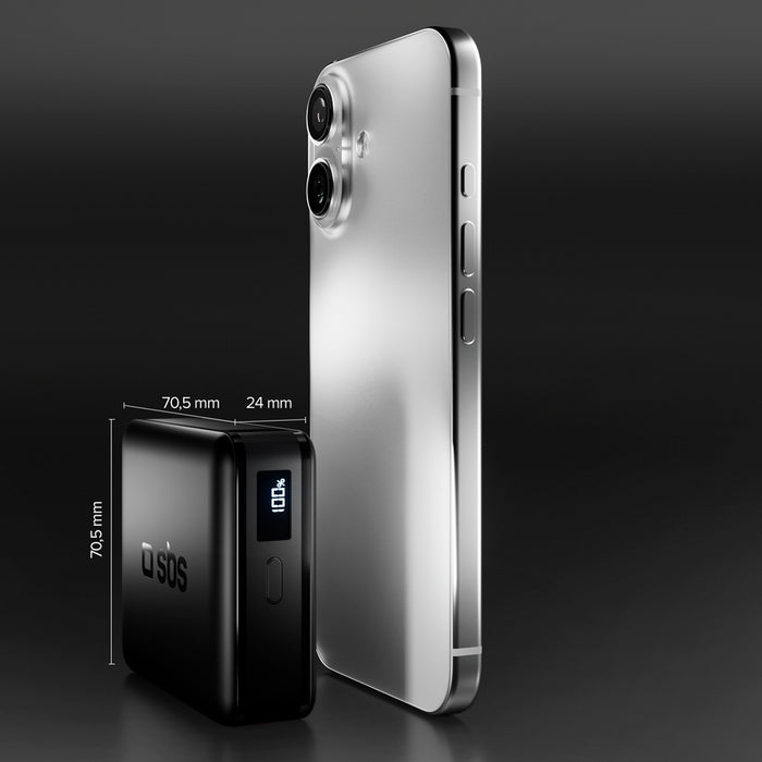 SBS HD 30W 10000mAh USB-C Powerbank with LCD Display - Black