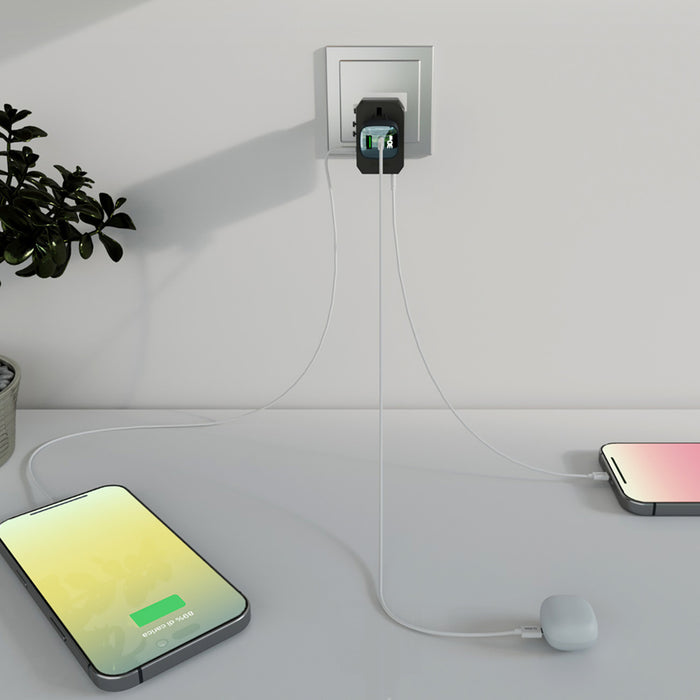 SBS Universal GaN Travel Adapter 70W 3xUSB-C 2xUSB-A with Case - Black