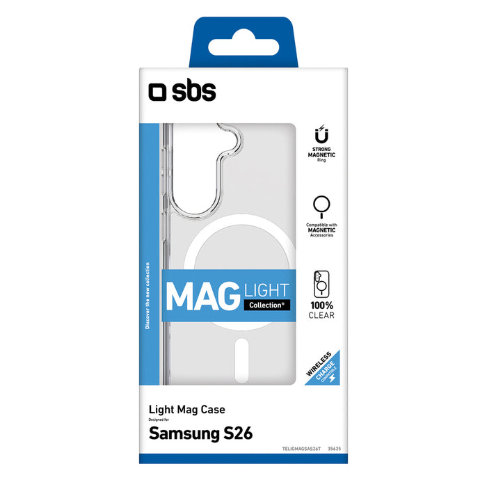 SBS Cover Light Mag protective case for Samsung Galaxy S26 compatible with MagSafe - transparent