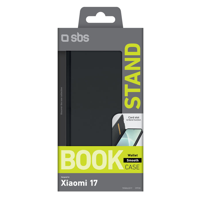 SBS Wallet Smooth Case for Xiaomi 17 with Flip - Black
